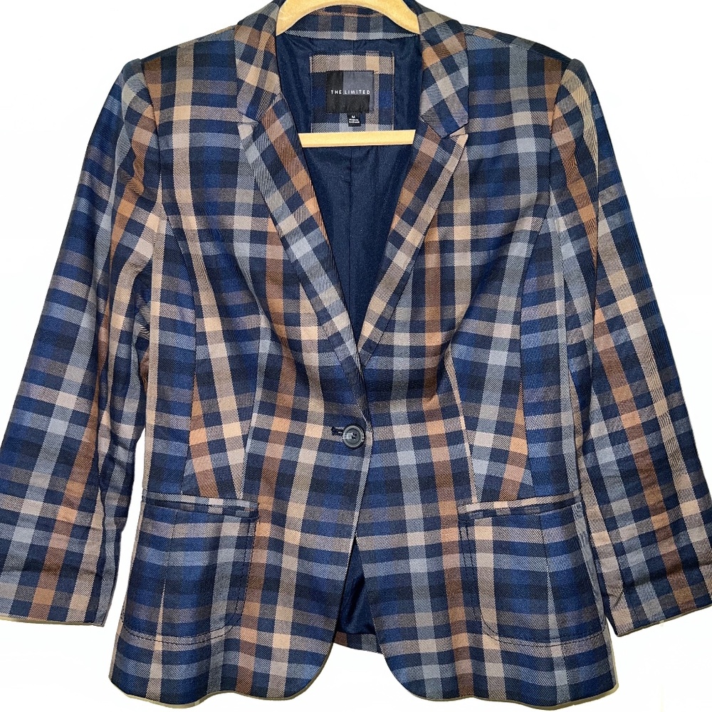 The Limited Blazer Brown and Blue Plaid Size M